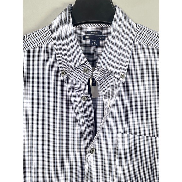 GAP Other - Gap Mens Original Fit Non-Iron Gingham Button Down‎ Shirt Blue White M 15-15.5